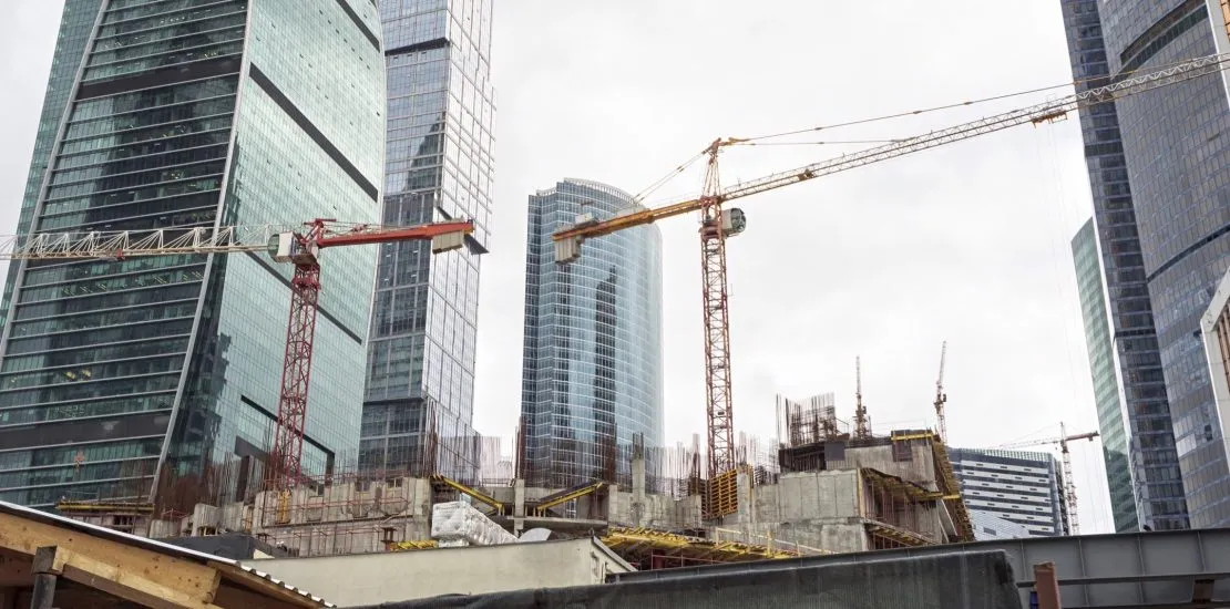 Tower cranes on a construction site